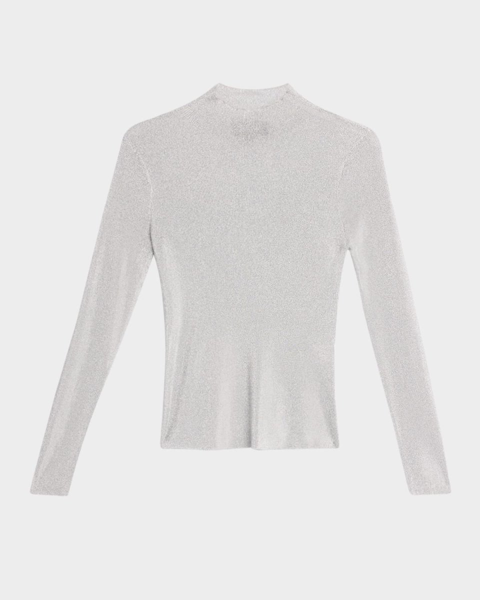 Avery Metallic Knit Mock-Neck Top